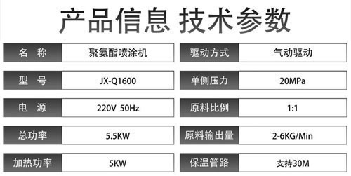 JX-Q1600聚氨酯噴涂機(jī)(圖2) JX-Q1600聚氨酯噴涂機(jī)參數(shù)